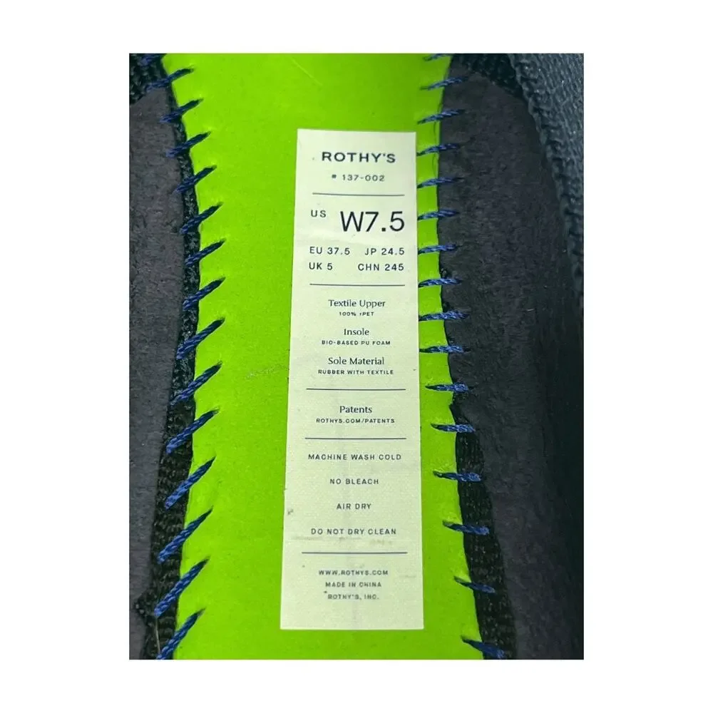 Rothys The Point Shoe Womens 7.5 Navy Knit Pointed Toe Mule Flats Washable Chic